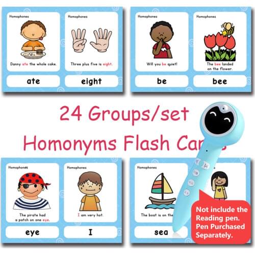 24 Groups/set Childrens English Homonyms Flash Cards Teaching Educational Toys for Children Classroom Early Educational Toys