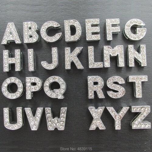260pcs/lot Zinc Alloy Slide Letters Inlaid with Rhinestones Suitable for Pet Collars with Slide Bars