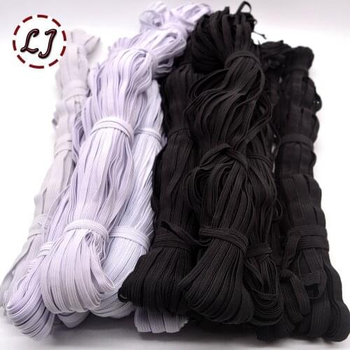 3mm/5mm/6mm/8mm/10mm/12mm Narrow elastic webbing black white for cloth pants bag home DIY elastic tape bands sewing accessories