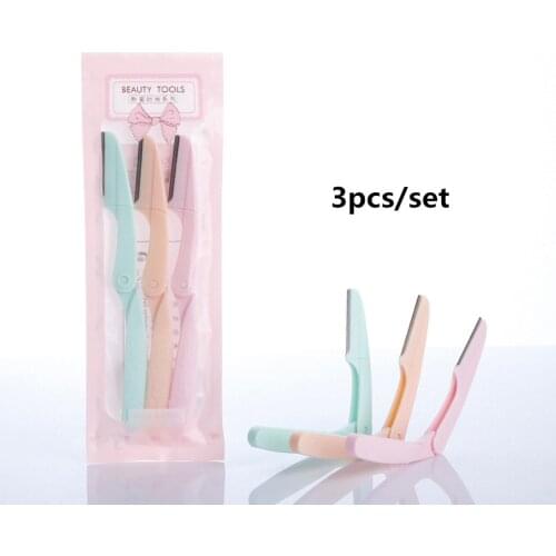 3PCS/Set New Portable Colorful Eyebrow Trimmer Face Hair Razors Women Eyebrow Shaver Hair Removal Makeup Tools MXE-D001