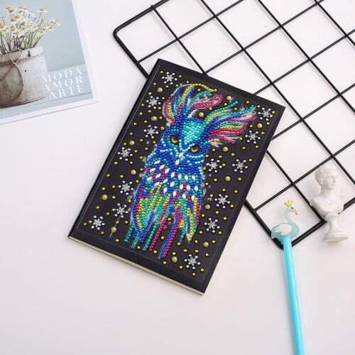 5D DIY Diamond Painting Notebook Diary Book Colorful Owl Animal Diamond Mosaic Round Special Diamond Cross Stitch Craft Gift