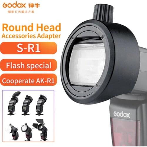 Godox Round Head Accessories Adapter S-R1 Suit for V860II V850II TT685 TT600 Series YONGNUO Canon Nikon Flash install AK-R1