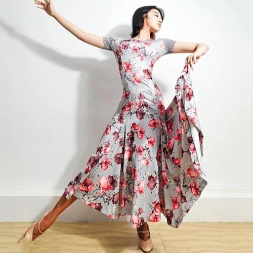 Ballroom Dress Standard Dance Dresses Women Printed Skirt Summer New Sexy Backless Waltz Dress Stage Performance Wear
