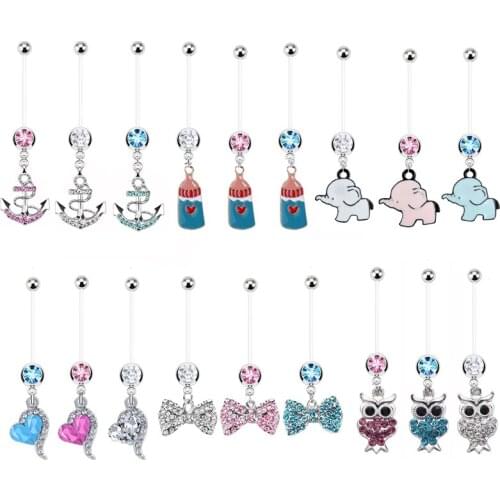1PC Bohemian Crystal Body Feminino Umbigo Body Jewelry Navel Piercing Heart Pregnant Belly Ring Stainless Steel Umbilical Ring