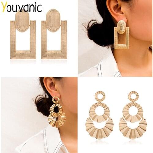 Youvanic Punk Large Geometric Drop Earrings Square Circle Statement Brinco Female Dangle Earing Women Party Wedding Jewelry 1539