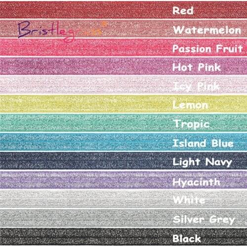 BRISTLEGRASS Combo 13 Yard 5/8" 15mm Silver Glitter Fold Over Elastics FOE Spandex Band Tape Hair Tie Headband Dress Sewing Trim