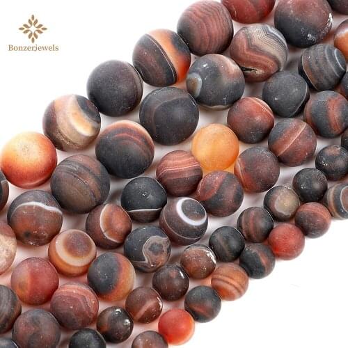 Natural Red Banded Agates Beads Round Striped DIY Loose Stone Beads For Jewelry Making Beads Accessories For Women Gift