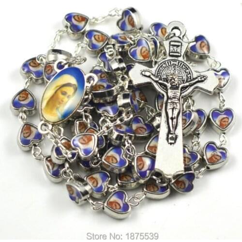 Mary picture alloy bead rosary