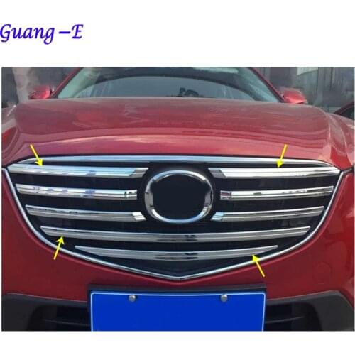 For Mazda CX-5 CX5 2013 2014 2015 2016 car body cover ABS chrome racing engine trim Front up Grid Grill Grille hoods part
