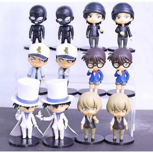 Detective Conan Figures Kudou Shuuichi Bourbon Furuya Rei Akai Hattori Heiji Kid Phantom Thief Anime Model Toys 6Pcs/set