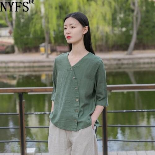 NYFS Women Neck Short Sleeve Tee T-Shirts Cartoon print Cotton Tops Vintage Loose Blusas Camisa Mujer