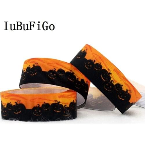 7/8" Halloween Printed Grosgrain ribbon 22 mm Cartoon gift ribbon bows DIY headband tape 80yards