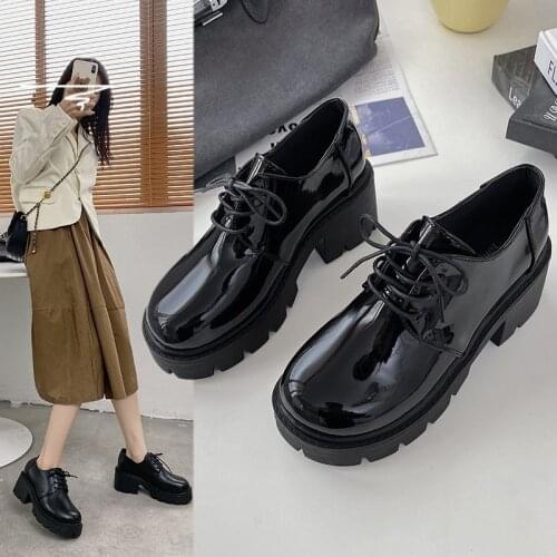 British style small leather shoes women increase 2021 new college style wild autumn thick bottom sponge cake shoes X864