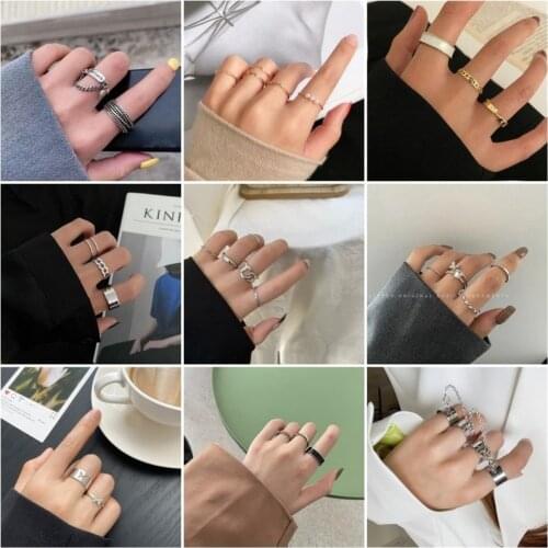 New Ring Set Simple Opening Adjustable Ring Letter Index Finger Ring Hip Hop Popular Female Jewelry Accessories