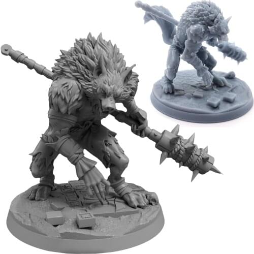 38mm 56mm Resin Model Werewolf Wolf Warrior Figure Unpainted No Color
