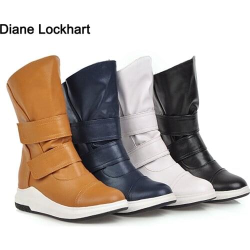 Fashion Women Ankle Boots Winter Keep Warm Mid-Calf Snow Boots Ladies Comfy Casual Platform Booties Chaussures Femme Yellow Blue