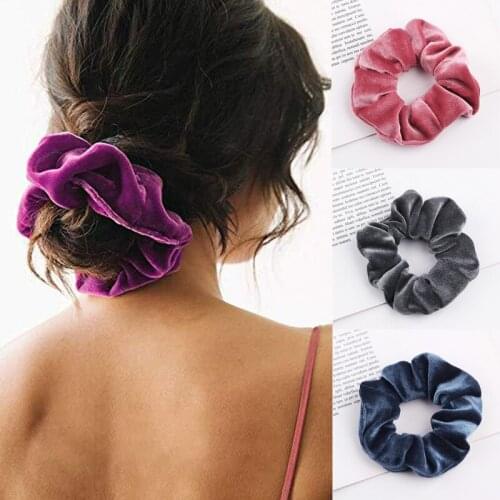 MueRaa 40 Colors Women Girls Solid Color Velvet Stain Scrunchies Elastic Hairband Hair Accessories Elegant Headband For Woman