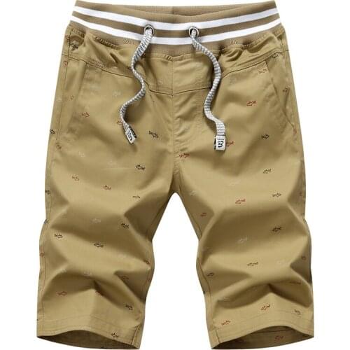 Summer mens solid color printed shorts, fashion casual large size elastic waist shorts, summer loose breathable beach shorts