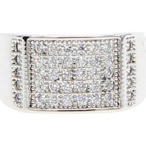 Silver Color engagement band micro pave cz classic fashion design cubic zirconia boy men cheap wholesale ring fashion
