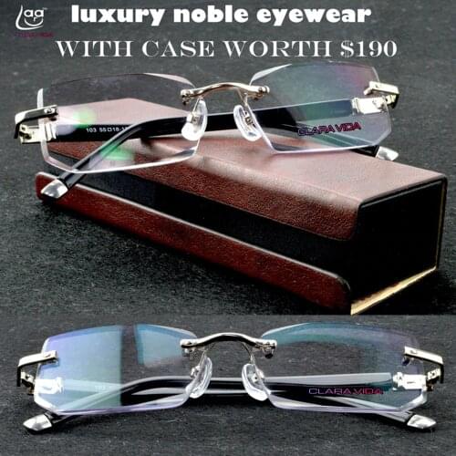 Claravida Luxury Pack Chief Executive Officers Business Rimless Frameless Reading Glasses+pu Box +1 +1.5 +2 +2.5 +3 +3.5 +4