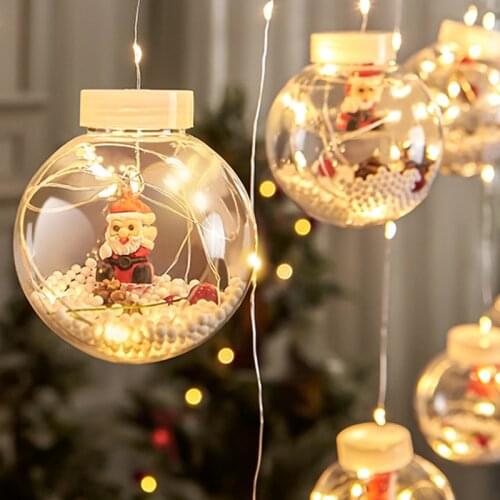 New Year Christmas Ball Santa DIY Christmas Tree Decorations LED Lights Curtain Garden Decoration Navidad 2021 Xmas Ornaments