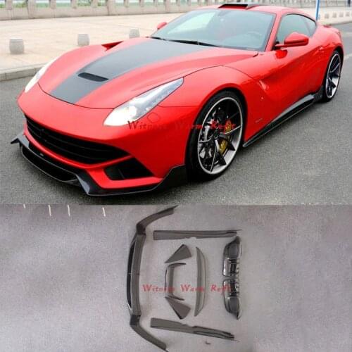 Carbon fiber Front Bumper Lip Spoiler splitter Rear diffuser Rear wing spoiler Side skirts apron For Ferrari F12 Car body kit