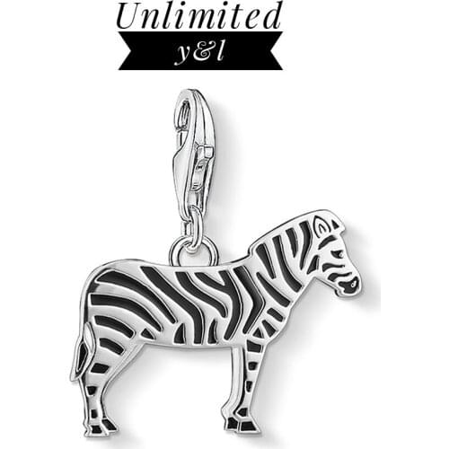 Zebra Charms Dangle Charms Pendant for DIY Jewelry Making 925 Sterling Silver Animal Jewelry Accessories fit Braclete Necklace