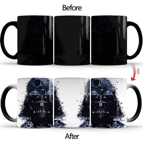 Drop Shipping 1Pcs New 350ml Dark Warrior Cold Water Color Change Mugs Ceramic Coffee Milk Cups Best Gift for Children Friends