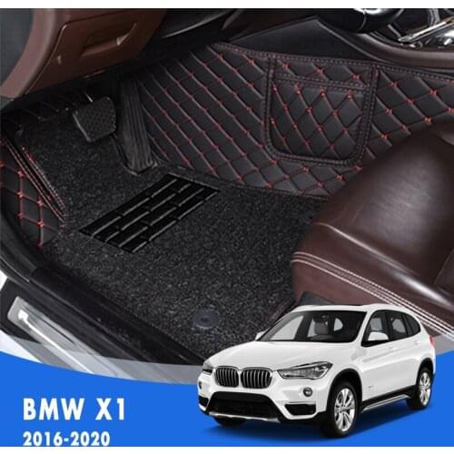 Luxury Double Layer Wire Loop Car Floor Mats For BMW X1 2020 2019 2018 2017 2016 Carpets Auto Interiors Accessories Protect