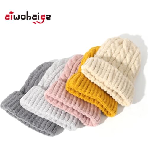 Fashion Winter Hat Female Cashmere Blend Knit Beanie Women Thicken Warm Wool Soft Cap Slouchy Skullies Beanies Ladies Bonnet Ski