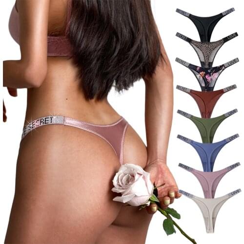 Women Summer Lingerie Rhinestone Decorative Low-Waist Triangle Underpants Stretch G-String for Girls 10 Colors