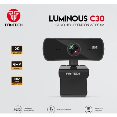 FANTECH Webcam Conference PC Webcam Wide Angle 106° 2560x1440P Full HD USB Web Camera Laptop For Office Meeting Live Broadcast