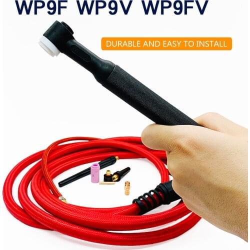 WP9F WP9V WP9FV 4M Red Super Soft Hose Braided Air-Cooled Complete TIG Welding Torch 35-70 Connector