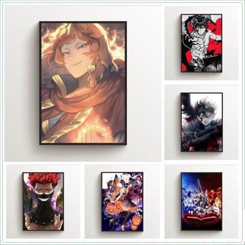 WTQ Canvas Painting Anime Posters Black Clover Asta Yuno Wall Decor Retro Poster Wall Art Picture Room Decor Home Decor