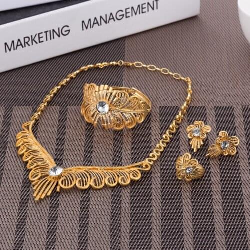 Ethiopian African Jewelry BEritrea ridal Wedding Jewelry udan sets Arab for Women Gifts Gold Color women G