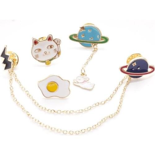 1 Set Cat Enamel Pins Mount Fuji Cute Brooch Cartoon Animal Badge Jean Pin Collar Bag Clothes Accessories Broaches for Chirlren
