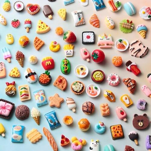 10PC 1:12 Mini Doll House Resin Food Desert Cake Charm Cabochon DIY Resin Craft Decoration Embelishment