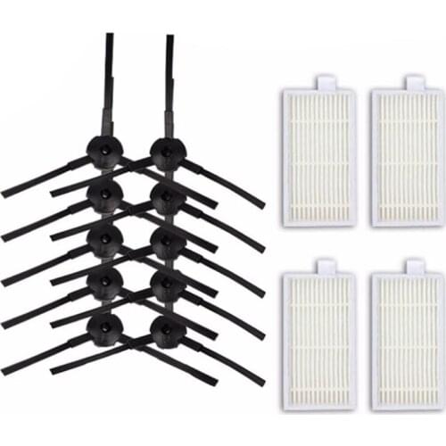 10pcs side brush+4pcs filter Hepa for Ariete Briciola 2711 2712 2713 2717 ROBOT HOFER Cleaner parts accessories