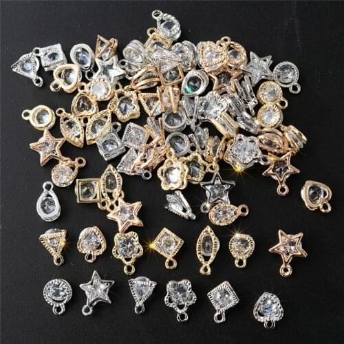 10pcs Multi Styles Ctystal Round Square Geometry Charms Pendants For Women Girls DIY Bracelet Necklace Jewelry Accessories
