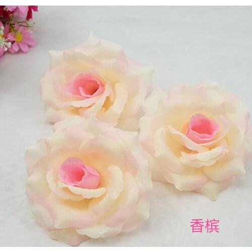 10cm Romantic Artificial Champagne Rose Flower DIY Handmade Silk Flower for Party Home Wedding Holiday Decoration Craft Flowers