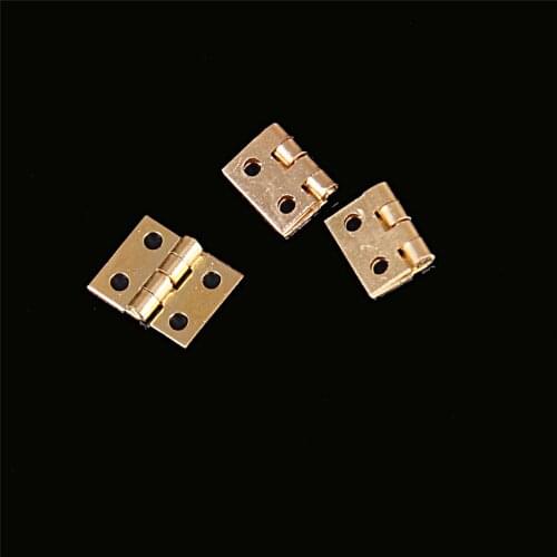 20pcs Cabinet Door Hinges With Nails Brass Plated Mini Hinge Small Decorative Jewelry Wooden Box 8mm*10mm