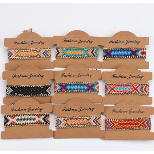 20pcs/lots Vintage Bohemian 2CM Wide Braided Cotton Rope Cuff Wristbands Ethnic Bracelets For Men Women Jewelry