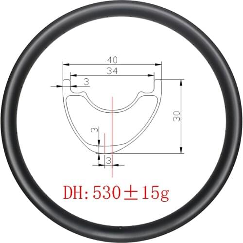 27.5er MTB ENDURO DH 40x30mm carbon rim tubeless clincher Asymmetric 30mm deep U-shape 24H 28H 32H UD 3K 12K 650B mountain wheel