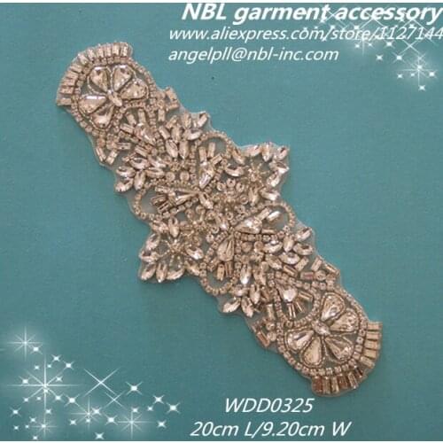 30PCS) Wholesale hand beaded sewing bridal crystal glass silver rhinestone applique for wedding dresses sash WDD0325