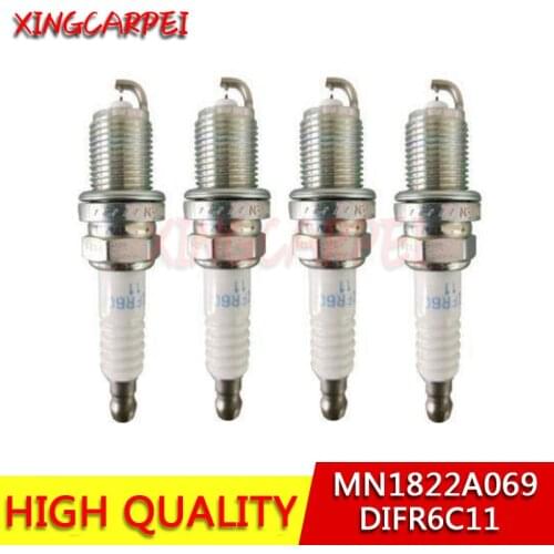 4× MN1822A069 DIFR6C11 Dual Iridium Spark Plug For 2011-2014 Mitsubishi RVR 2.0L L4 Kit 1822A069