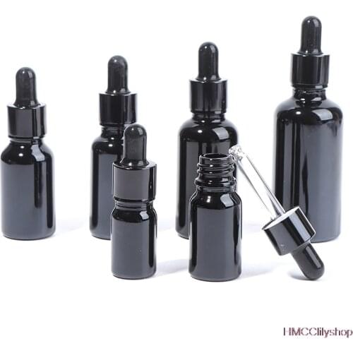 5ml-50ML Essential Oil Black Glass Dropper Bottles Empty Euro Black Cap Refillable