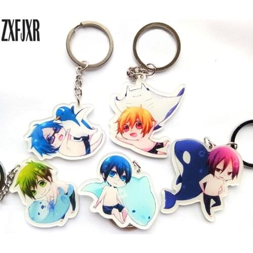 5pcs/set Anime Free! Iwatobi Swim Club Tachibana Makoto Hazuki Nagisa Ryugazaki Pendant Keyring Keychain llavero Gift Collect