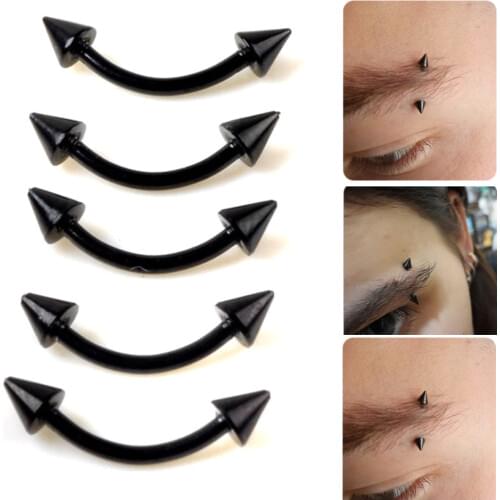 Cool Fashion Spike Eyebrow Ring Barbells 17G 18G 19G Stainless Steel Eye Rings Banana Body Piercing Jewelry For Women 5PCS
