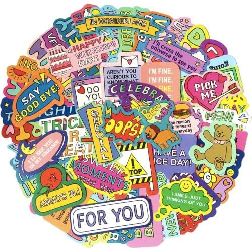 50pcs New Colorful English Letter Stickers For Stationery Bike Helmet Waterproof Scrapbooking Adesivos Stickers Craft Supplies