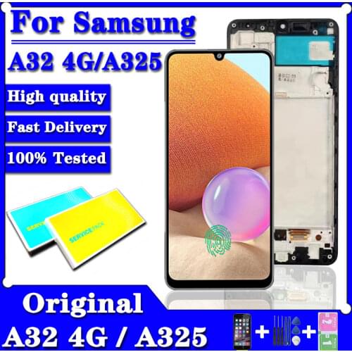 6.4"Original LCD For Samsung Galaxy A32 4G A325 LCD Display Frame Touch Digitizer Screen For Samsung SM-A325F LCD Replacement